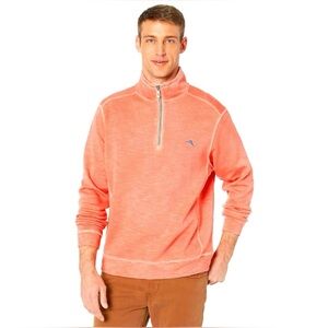 Tommy Bahama Tobago Bay Half-Zip Sweatshirt orange large preppy quarter zip logo